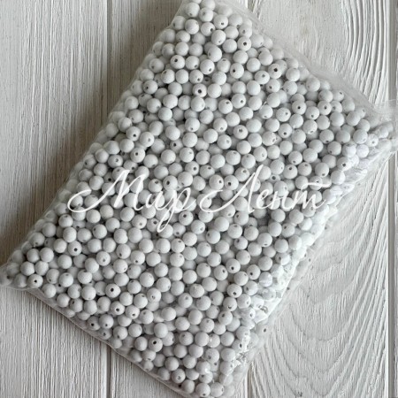 Бусины бархатные, 10 мм, белые, упаковка 500 г