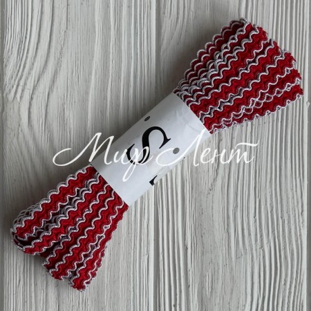 Тесьма цветная с кантом, 1 см, красная, рулон 9 м