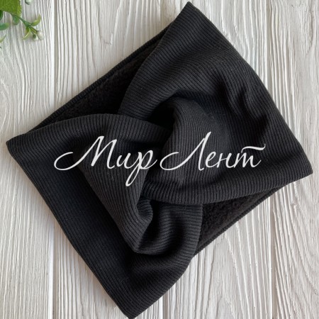 Повязка рубчик флис широкая, 19х15 см, черная, шт.