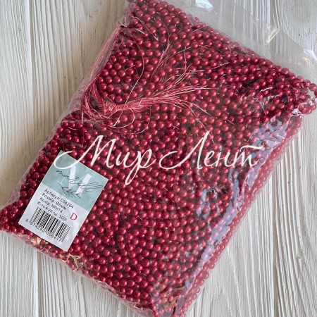 Жемчуг на нити Vip, 8 мм, бургунди, упаковка 500 г