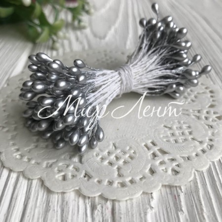 Тычинки маленькие, 2 мм, серебряные, пучок 1800 шт.