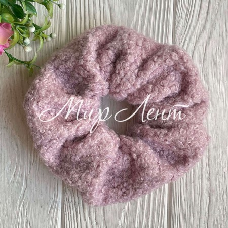 Скранч каракуль букле, 13 см, пудровый, шт.