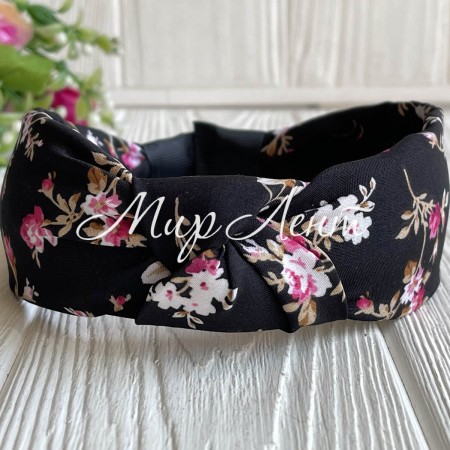 Обруч софт чалма піони, 4 см, чорний, шт.