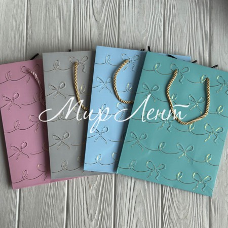 Подарунковий пакет з бантиками (J95401), розмір S (18х23х10 см), упаковка 12 шт. 