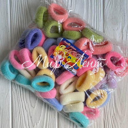 Резинка Barbi (махровая), 3,5 см, пастельный микс, упаковка 50 шт.