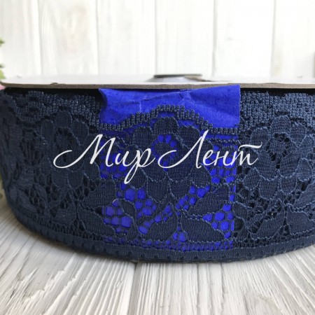 Кружево розочка, 6 см, сапфировый, рулон 90 м