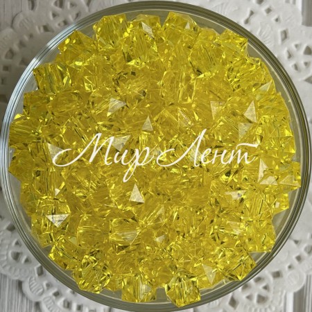 Хрусталь кубовидный, 10 мм, желтый, упаковка 500 г