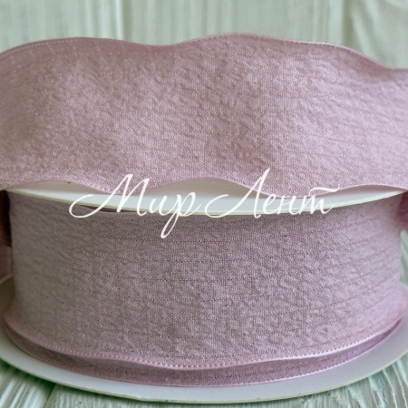 Стрічка жатка (D30330), 4 см, рожева, рулон 9 м