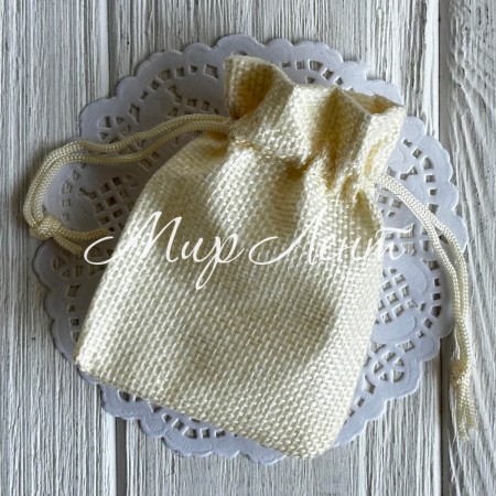Мешочек с мешковины, 7х9 см, молочный, упаковка 50 шт. 