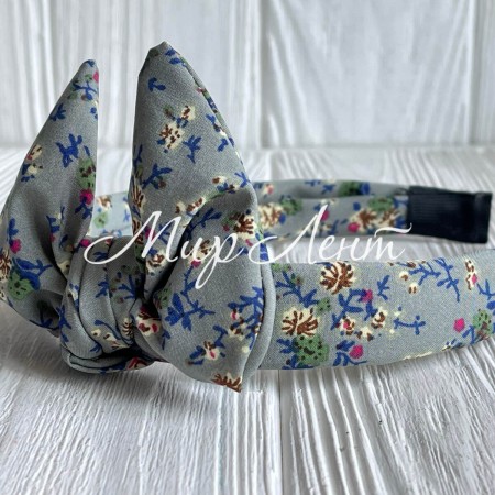 Обруч софт солоха в цветочек, 2,5 см, серый, шт.