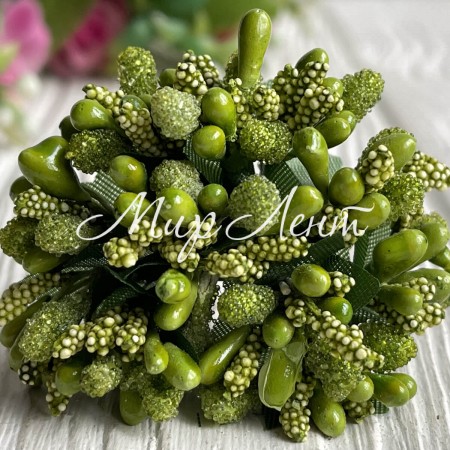 Веточка с тычинками, оливковый, упаковка 144 шт.