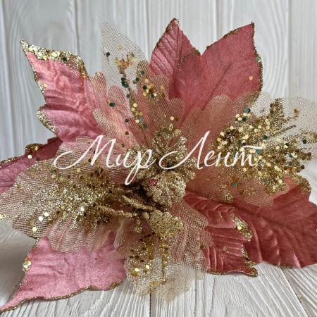 Пуансеттия бархатная (С30258), 31х30 см, пудровая, шт.