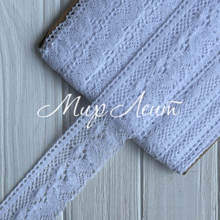 Кружево вязаное (D30257), белое, 6 см, рулон 23 м