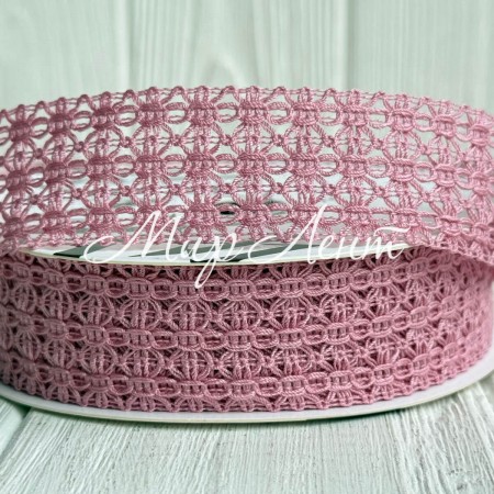 Лента вязаная D30320, 2,5 см, пудровая, рулон 11,5 м