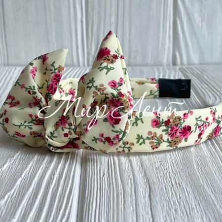 Обруч софт солоха в цветочек, 2,5 см, молочный, шт.