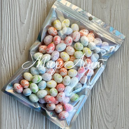 Пасхальные яйца (L00713), 1,5х1,8 см, белые с цветным, упаковка 100 шт.