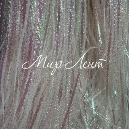 Тесьма парчовая плоская (тонкая), 2 мм, белый перламутр, моток 90 м