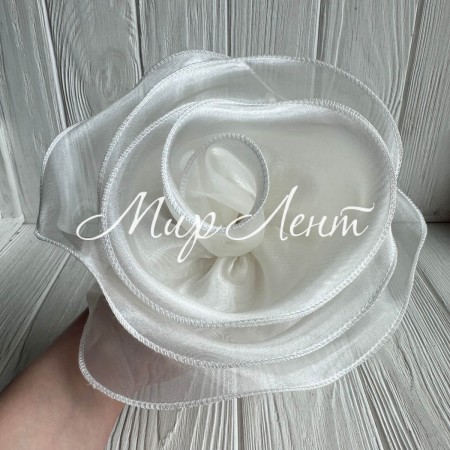 Брошка-цветок с органзы большая (леска), 22 см, молочная, шт.