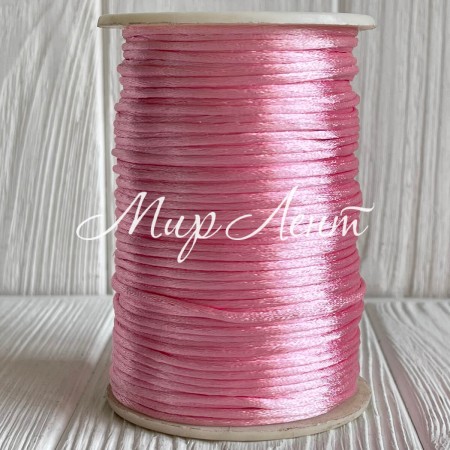 Шнур корсетный (сатиновый), 2 мм, розовый, рулон 100 м