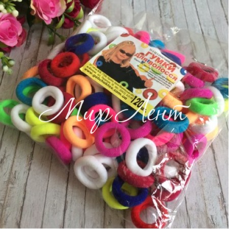 Резинка Калуш (велюрчик), 2,2 см, цветной микс, упаковка 120 шт.