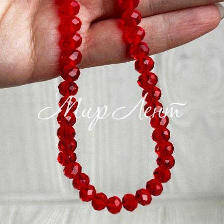 Бусины Рондель хрусталь, 8 мм, красные, нитка 65-68 шт.