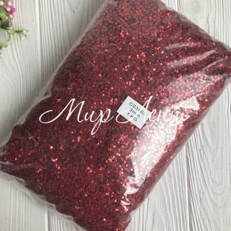 Присыпка звездочки, 3 мм, красный, упаковка 1 кг