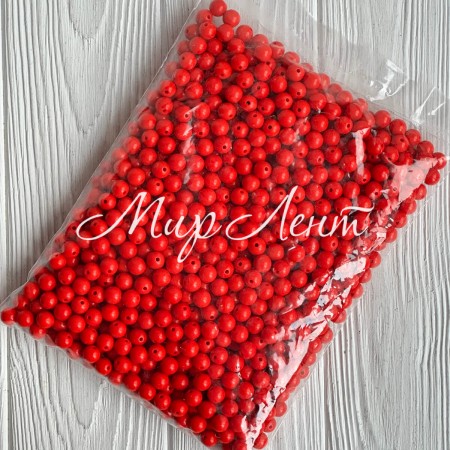 Бусина акриловая, 10 мм, красная, упаковка 500 г