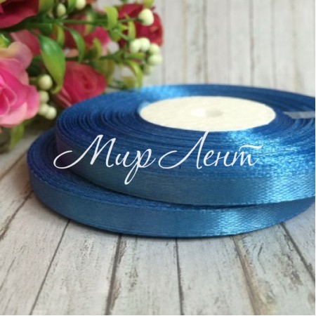 Атлас 0,6 см, світло-синій, рулон 33 м