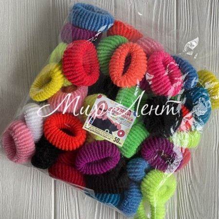 Резинка махровая, 5 см, цветной микс, упаковка 50 шт.