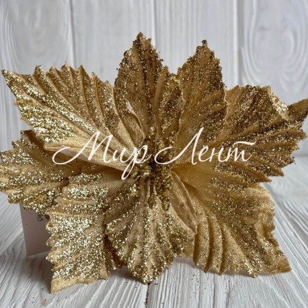 Пуансеттия бархатная (С30265), 20х30 см, золотая, шт.