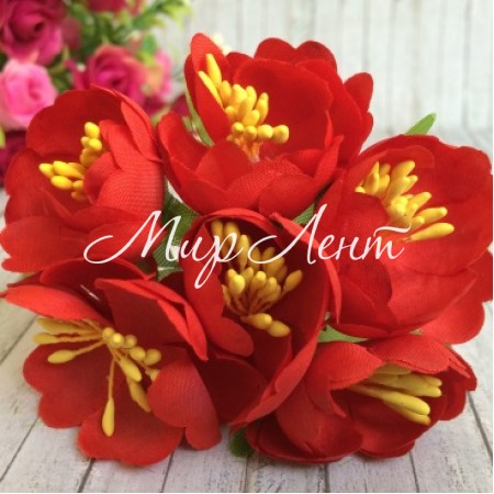 Півонія розкритий, 4,5 см, червоний, упаковка 8 пучків