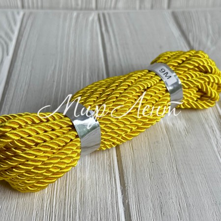 Шнур декоративный, 5 мм, желтый, рулон 9 м