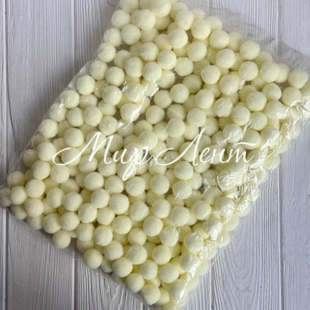 Помпоны бархатные (пастельные), 2,5 см, нежно-лимонные, упаковка 250 шт.