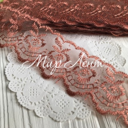Кружево яблочко, 4,5 см, коньячный, рулон 9 м