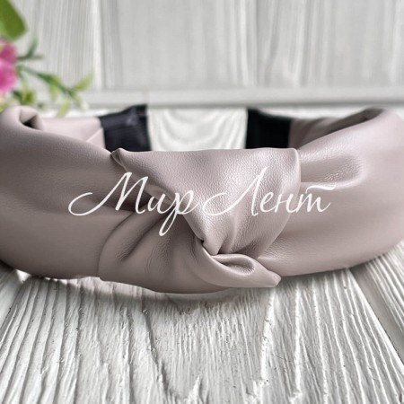 Обруч чалма из экокожи однотонный, 4 см, бежевый, шт.