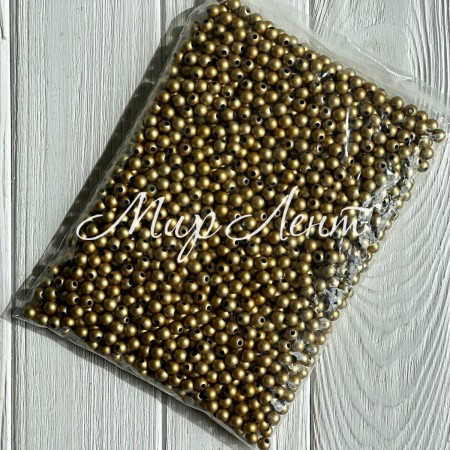 Бусина гальваника (матовая), 10 мм, золото, упаковка 500 г