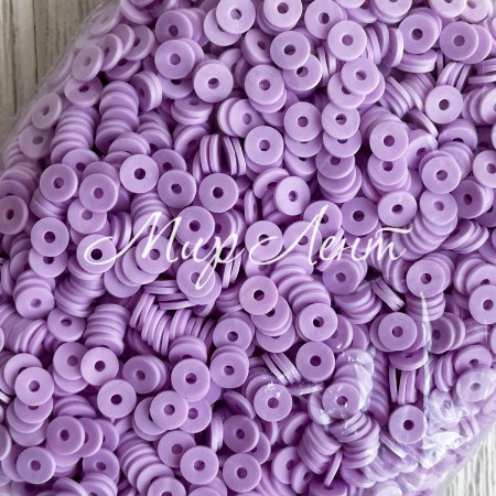 Плоскі намистини, 6 мм, бузкові, маленька упаковка 50 г