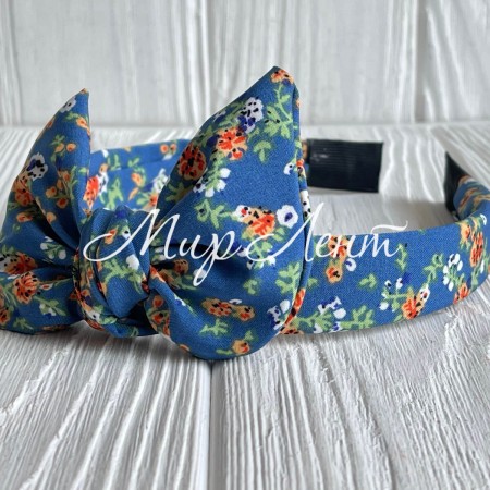 Обруч софт солоха в цветочек, 2,5 см, светло-синий, шт.