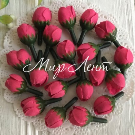 Бутон розочки mini, 1,5 см, ярко-коралловый, упаковка 100 шт.