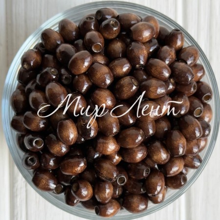 Деревянные бусины (бочонок), 10х8 мм, коричневые, упаковка 500 г