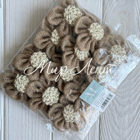 Квіти з мішковини (D19475), 7,5 см, натуральний, упаковка 12 шт.