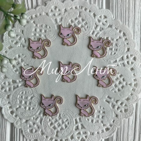 Серединка металл котик, 22 мм, розовый, упаковка 10 шт.