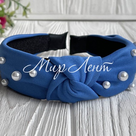 Обруч креп чалма с жемчугом, 4 см, темно-синий, шт.