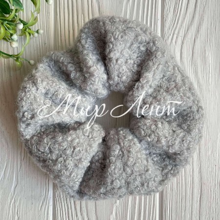 Скранч каракуль букле, 13 см, серый, шт.