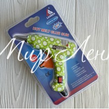 Клеевой термопистолет с выключателем с рисунком (Lanben), 20 W, под стержни 7 мм, оливковый с ромашками, шт.