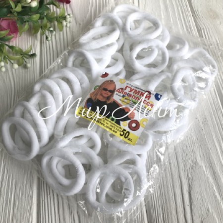 Гумка Калуш (велюрчік), 3,5 см, білий, упаковка 50 шт.