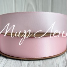 Двусторонняя атласная лента New (премиум), 2,5 см, перламутрово-розовая, рулон 23 м