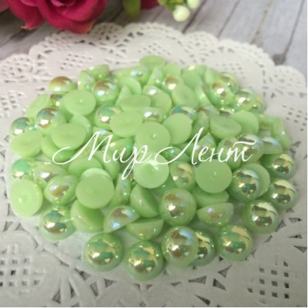 Полубусина 8 мм, светло-салатовый перламутр, упаковка 250 г