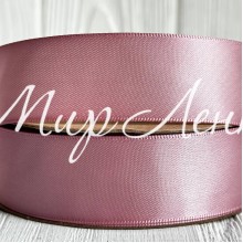 Атлас двусторонний (премиум), 2,5 см, бежево-пудровый, рулон 23 м