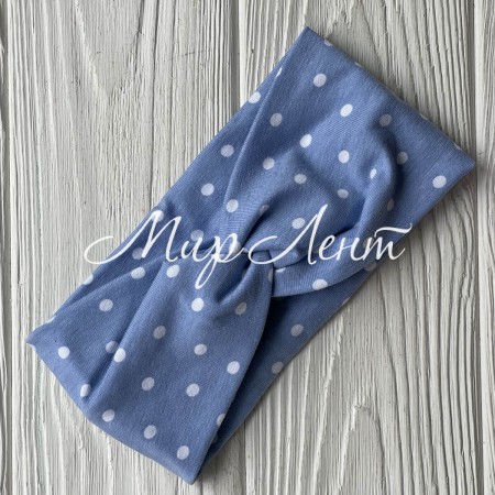 Повязка детская стрейч кулир, 8х17 см, небесно-голубая в крупный горох, шт.